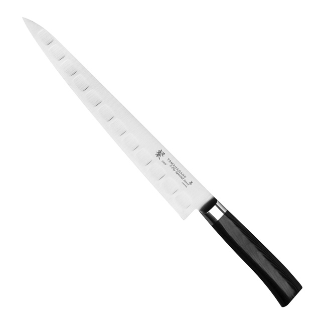 Tamahagane San Black VG-5 Nóż Sujihiki żłobiony 27 cm